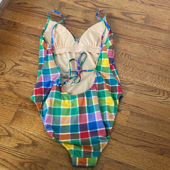 Vintage Multicolored Plaid Swimsuit - Picture 2 of 5